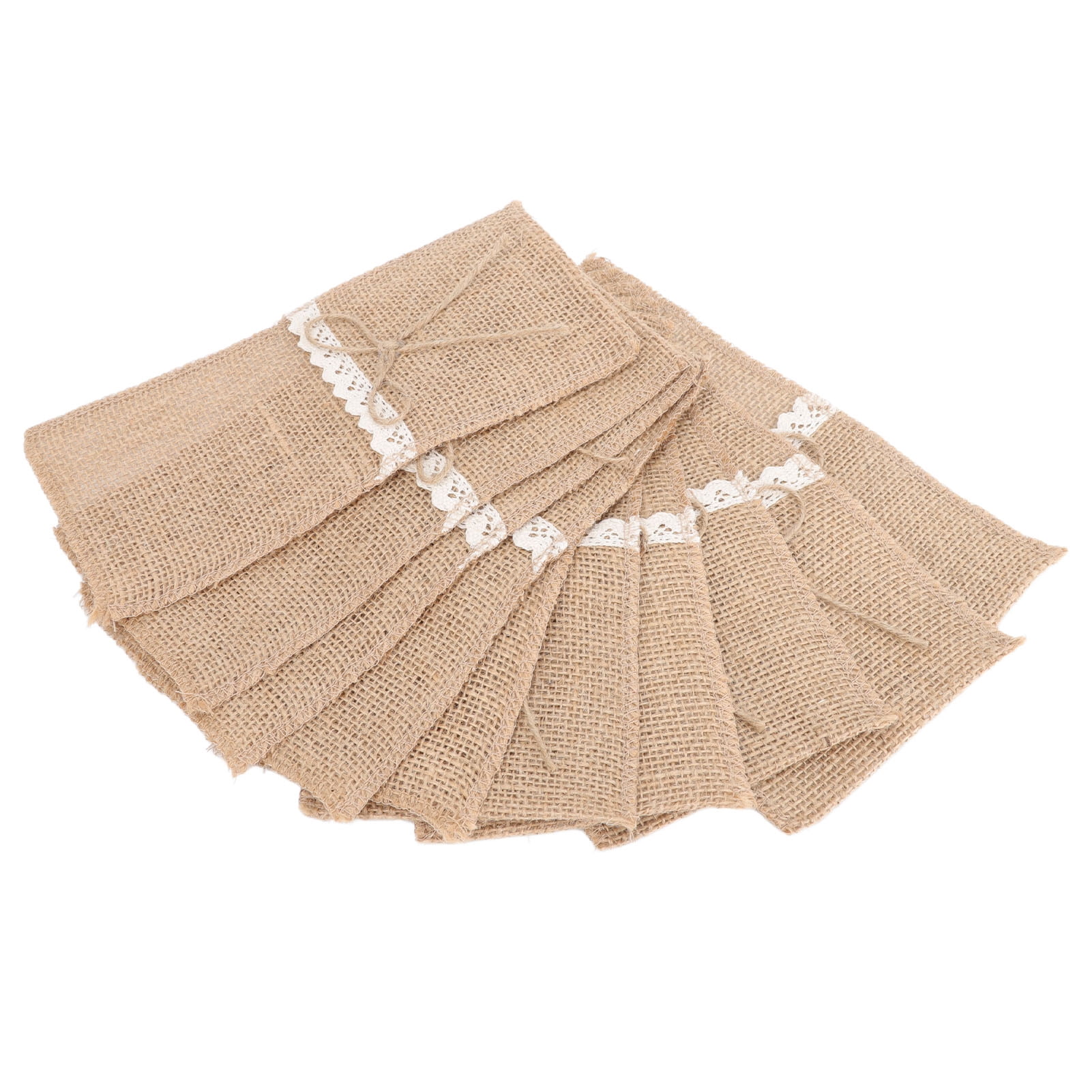 20 Sacs à Couverts En Toile De Jute Et Dentelle - Style Rustique Pour Mariage, Noël Et Décoration De Table