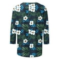 thumbnail image 5 of Craaazy Women's Spring/Summer Hawaiian Print Loose Casual Round Neck 3/4 Sleeve T-Shirts Gifts, 5 of 6