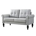 thumbnail image 6 of Husbedom 60.6" Upholstered Faux Leather Loveseat Sofas for Living Room, Small Sofa Couches for Small Spaces Bedroom with Padded Cushion, Mid Century Modern Decor Love Seats Furniture, Light Gray, 6 of 7