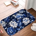 thumbnail image 5 of 1pc Blue and White Floral Fabric Absorbent Non-Slip Bathroom Thickened Flannel Rug Decor,Soft,Quick Drying,Suitable For Indoor/outdoor Use,Bathrooms,Bedrooms,Kitchens,Terrace,Laundry Rooms,16"x24", 5 of 9