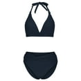 thumbnail image 5 of Enjoytime Bathing Suit for Women 2 Piece Bikini Sporty Halter Two Piece Swimsuits Solid Color High Cut Tummy Control Swimsuits for Women, 5 of 6