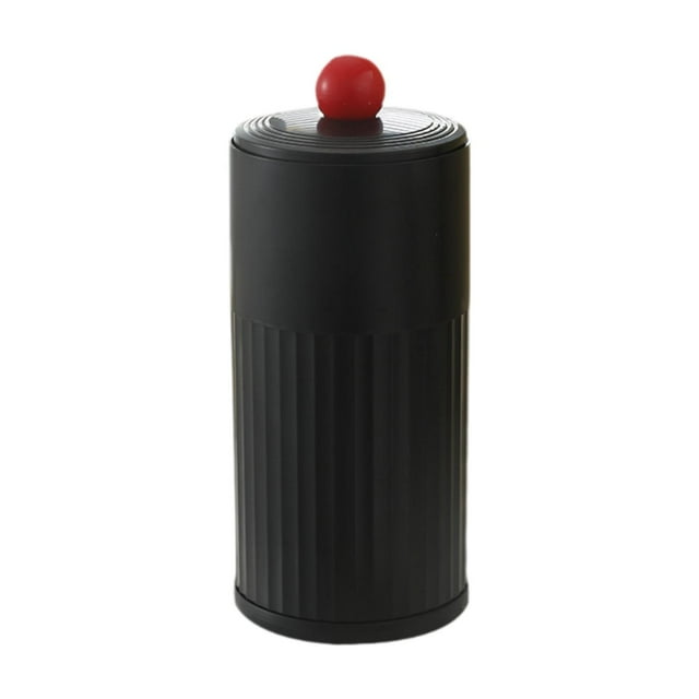 Portabrochas de maquillaje con elevación automática y tapa antipolvo para tocador de baño. Negro