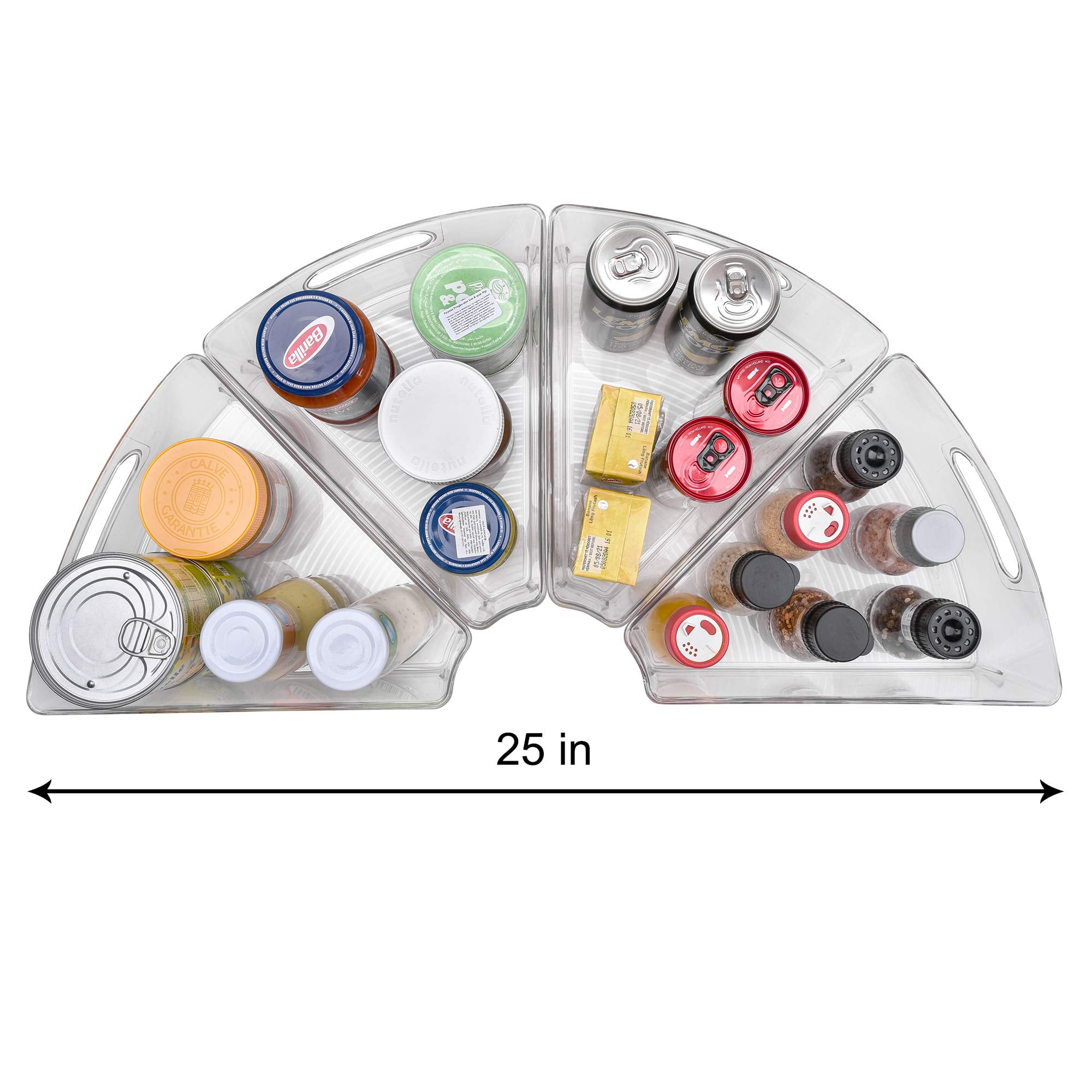 Sorbus Wedge Storage Bin Organizer with Front Handle for Lazy Susan Corner Cabinet, Great Sector Shaped Container Bins for Kitchen, Pantry, Bathroom, Clear Plastic (4-Pack)