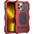 thumbnail image 1 of Compatible avec iPhone 13 Pro Étui en Métal Extérieure en Aluminium Robuste avec Protecteur d'Écran Étui de Caméra Robuste Antichoc pour iPhone 13 Pro (Rouge, iPhone 13 Pro), 1 of 7