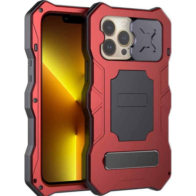 Compatible avec iPhone 13 Pro Étui en Métal Extérieure en Aluminium Robuste avec Protecteur d'Écran Étui de Caméra Robuste Antichoc pour iPhone 13 Pro (Rouge, iPhone 13 Pro)
