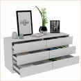 thumbnail image 5 of Dressers | Modern 6-Drawer Double Dresser, 60.4” Wide | White Particle Board, 5 of 8