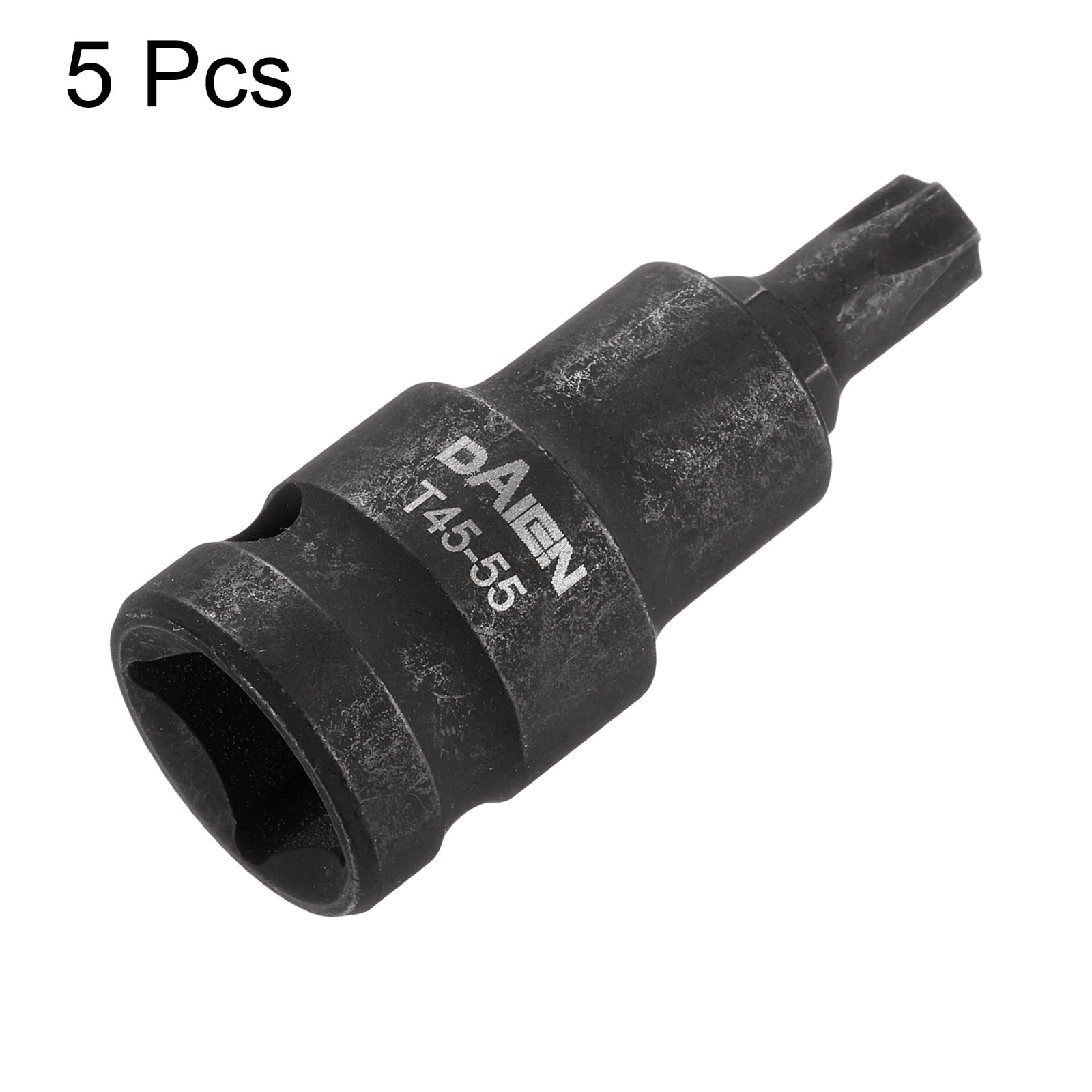Uxcell 5pcs T45 Torx Bit Socket 55mm/2.17" Length 1/2" Square Drive Star 6 Point Extension Impact Bit Power Nut Driver Set S2 Steel Socket Ratchet Wrench Bits, Black