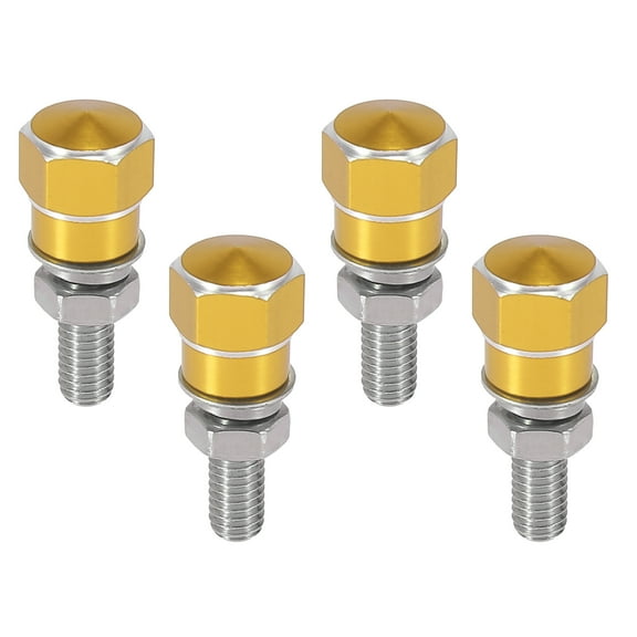 4pcs Gold Tone Universal Motorcycle License Plate Frame Bolts Fasteners CNC Aluminum Alloy