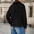 thumbnail image 6 of RYRJJ Womens Sherpa Fleece Jackets Button Down Fuzzy Warm Winter Coats Lapel Long Sleeve Jacket Outwear with Pockets(Black,M), 6 of 6