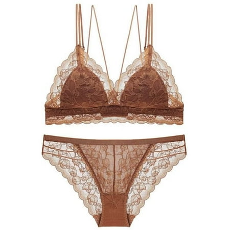 

MIHOLL Women s Sexy Soft Lace Lingerie Set See Through Underwear Floral Lace Underwire Sheer Bra and Panty Set