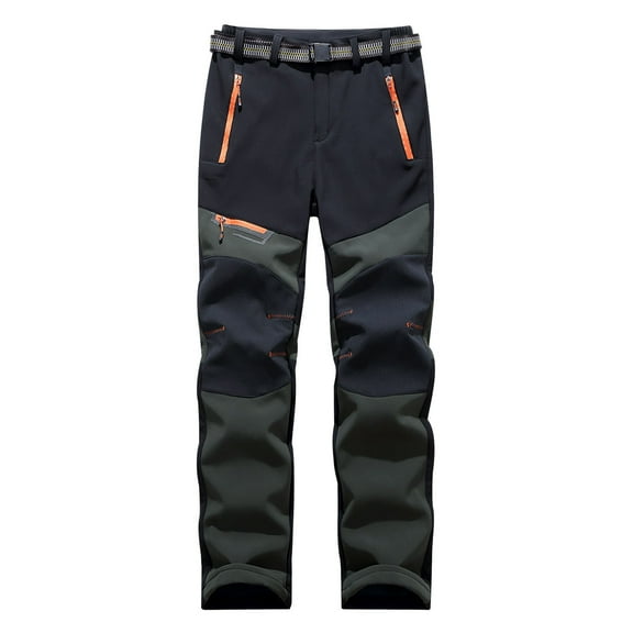 JUUYY Snow Ski Pants Hiking Boys Girls Outdoor Waterproof Windproof Fleece Warm Snowboard Pants Green L