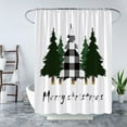 thumbnail image 1 of Merry Christmas Shower Curtain White Black Buffalo Check Plaid Trees Farmhouse Pine Rustic Xmas Winter Hoilday Happy New Year Green Plant Decor Fabric Bathroom Curtain Set 70x70 Inch with Hooks, 1 of 5