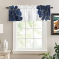 thumbnail image 2 of Navy Blue Gold Kitchen Valances for Windows, Abstract Line Art Troditional Ink Painting Bathroom Window Valances 42x18 Inch Rod Pocket Window Treatments Valance Curtains for Living Room Bedroom Decor, 2 of 9