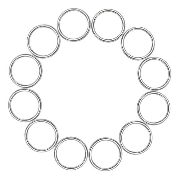 Uxcell 1.2 Inch Metal O Rings, Silver Welded Round Ring Buckles, Stainless Steel Hardware Bags Rings for Purse, Sewing Keychains Belts, Dog Collars, 12Pcs