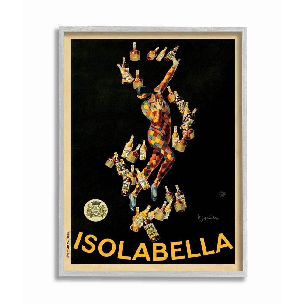 Stupell Industries Isolabella Vintage Poster Drink Design Graphic Art Gray Framed Art Print Wall Art, 16x20, by Marcello Dudovich