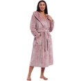 thumbnail image 2 of Women Plush Fleece Robe Long Warm Bathrobe Shawl Collar/Hood, 2 of 6