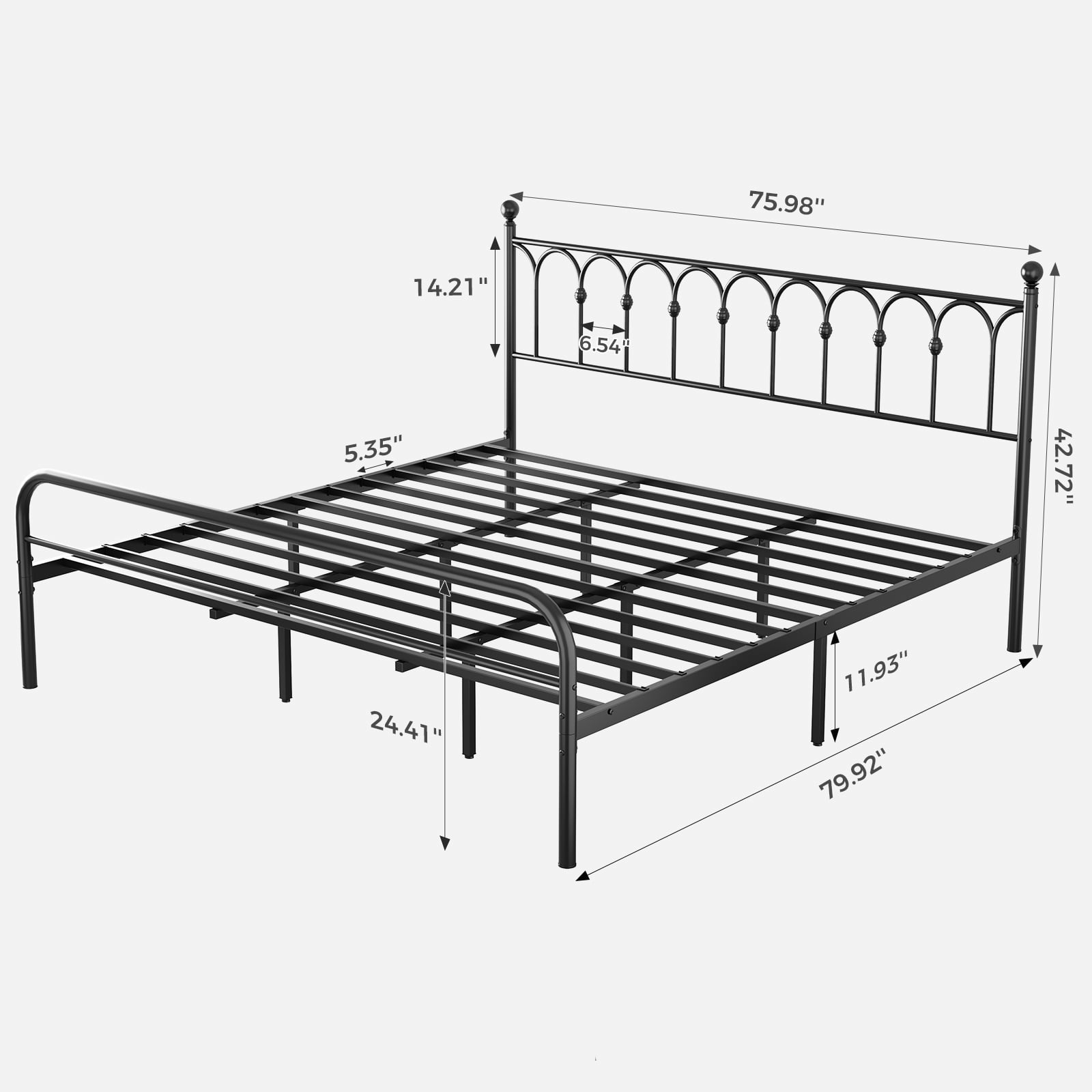 Alvantor Metal Platform Bed Frame, Classic Iron Art Headboard & Footboard, Stable & Noiseless, 11.9 Inch Under Bed Storage, No Box Spring Needed, Easy Assembly, Black