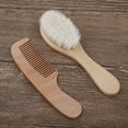 thumbnail image 3 of Natural Wool Baby Wooden Brush Comb Newborn Hair Brush Infant Head Massager, 3 of 6