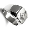 thumbnail image 6 of Tioneer Stainless Steel Freemasons Masonic Floral Compass Engraved Square Flat Biker CZ Signet Ring, 6 of 7