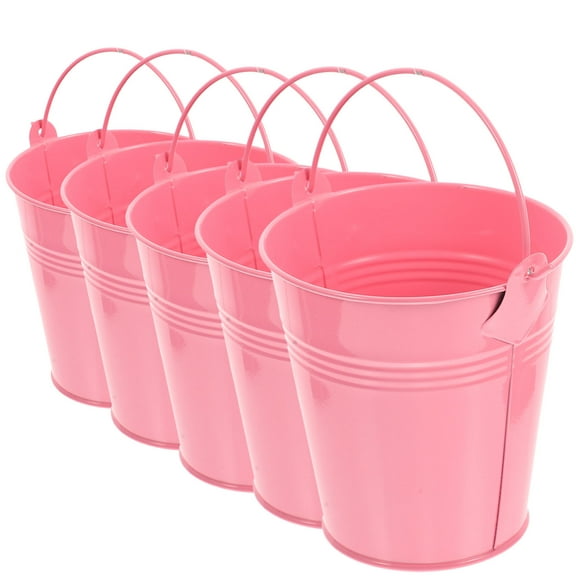 MUSEYA 5Set Metal Buckets for Flowers Planting in Pink for Gardeners Outdoor Decor