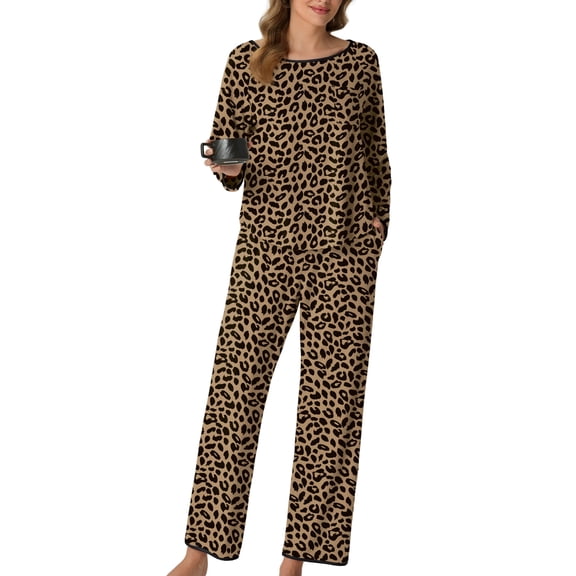 MINTREUS Pajamas for Women Set 2 Piece Lounge Set Long Sleeve Pjs Long Pants Sleepwear with Pockets