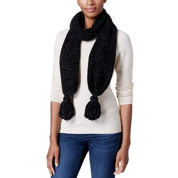 Charter Club Women’s Velvety Tassel Chenille Mulberry Spice Scarves, Black