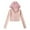 Pink, variant on Fiaer Womens Cropped Hoodies Stripe Long Sleeve Slim Fit Hooded Sweatshirts V Neck Casual Trendy Full Zip up Tops with Pocket White S