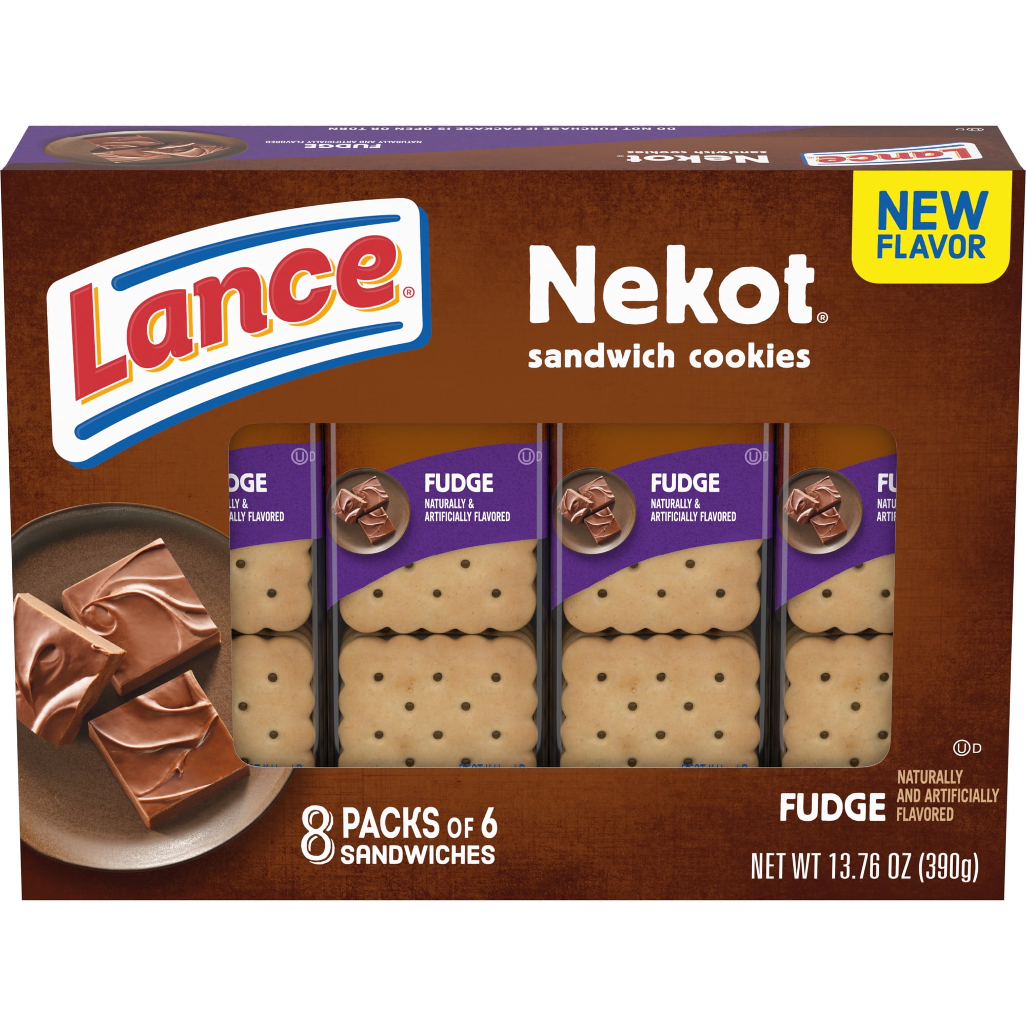 Lance Sandwich Cookies, Nekot Fudge, 8 Ct Box