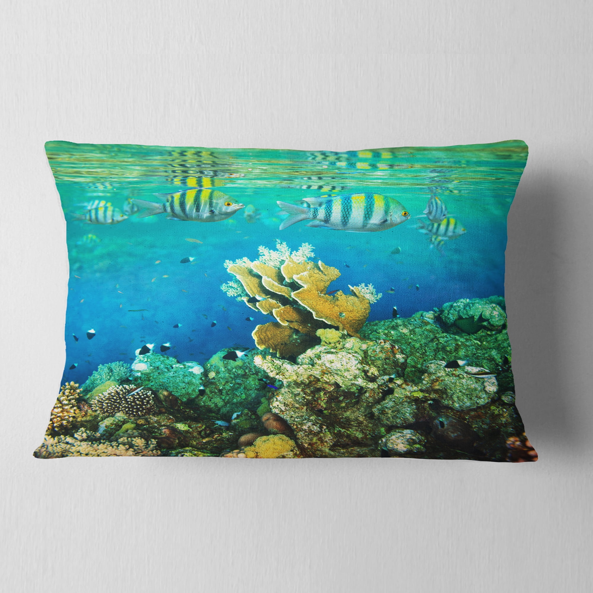 Designart 12" x 20" Red Polyester Throw Pillow