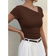 thumbnail image 4 of PRETTYGARDEN Women's Summer Asymmetrical Y2K Tops Trendy Ribbed Short Sleeve Fitted Tee Shirts Spring Fashion Clothing, 4 of 7
