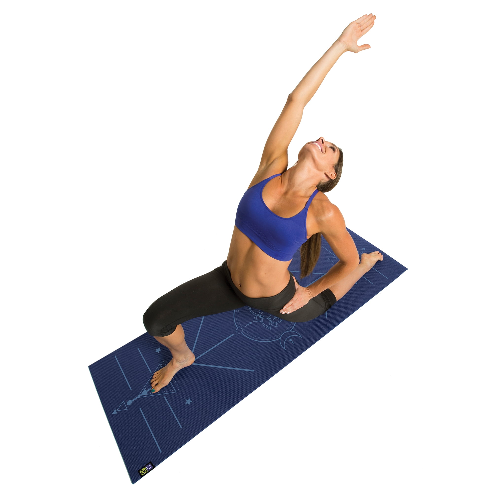 GoFit Yoga Mat Kit 24x68 Inch with Foam Block, Strap, Chart and Carrying Bag, Blue