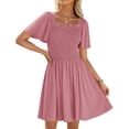 thumbnail image 1 of Vestido ZESICA para mujer, verano 2025, casual, manga ondulada, rosa, 1 of 6