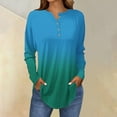 thumbnail image 2 of Holzkary Women's Long Sleeve Henley Tops V Neck Button Up Tops Casual Blouse Loose Fit T Shirts Pullover Tunics Long Sleeve Tops for Women Neck Casual Petite T Shirts Light Green 3Xl, 2 of 5