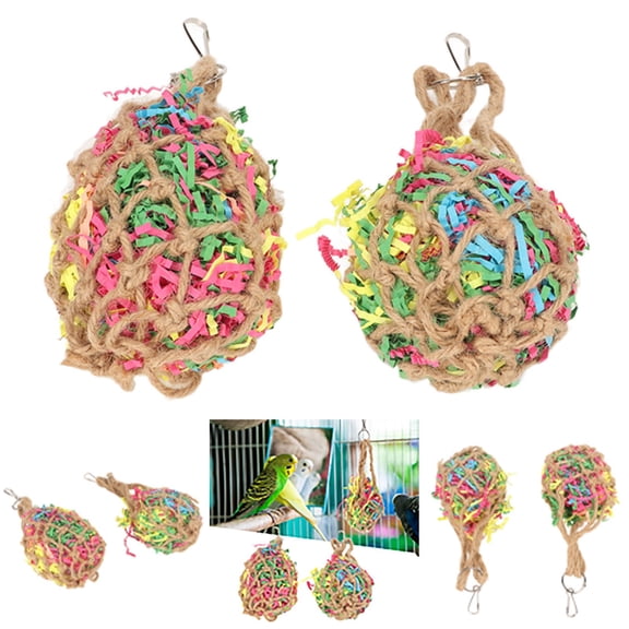 pangttian 4 Pack Bird Shredding Toys, Parrots Chewing Hanging Foraging Toys Parrots Cage Shredder Toys Birds Budgies Cage Accessories for Small Parakeets, Conures, Love Birds, Finches