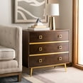 thumbnail image 2 of SAFAVIEH Katia Contemporary Retro Three Drawer Chest, Brown (31.9 in. W x 16 in. D x 29 in. H), 2 of 14
