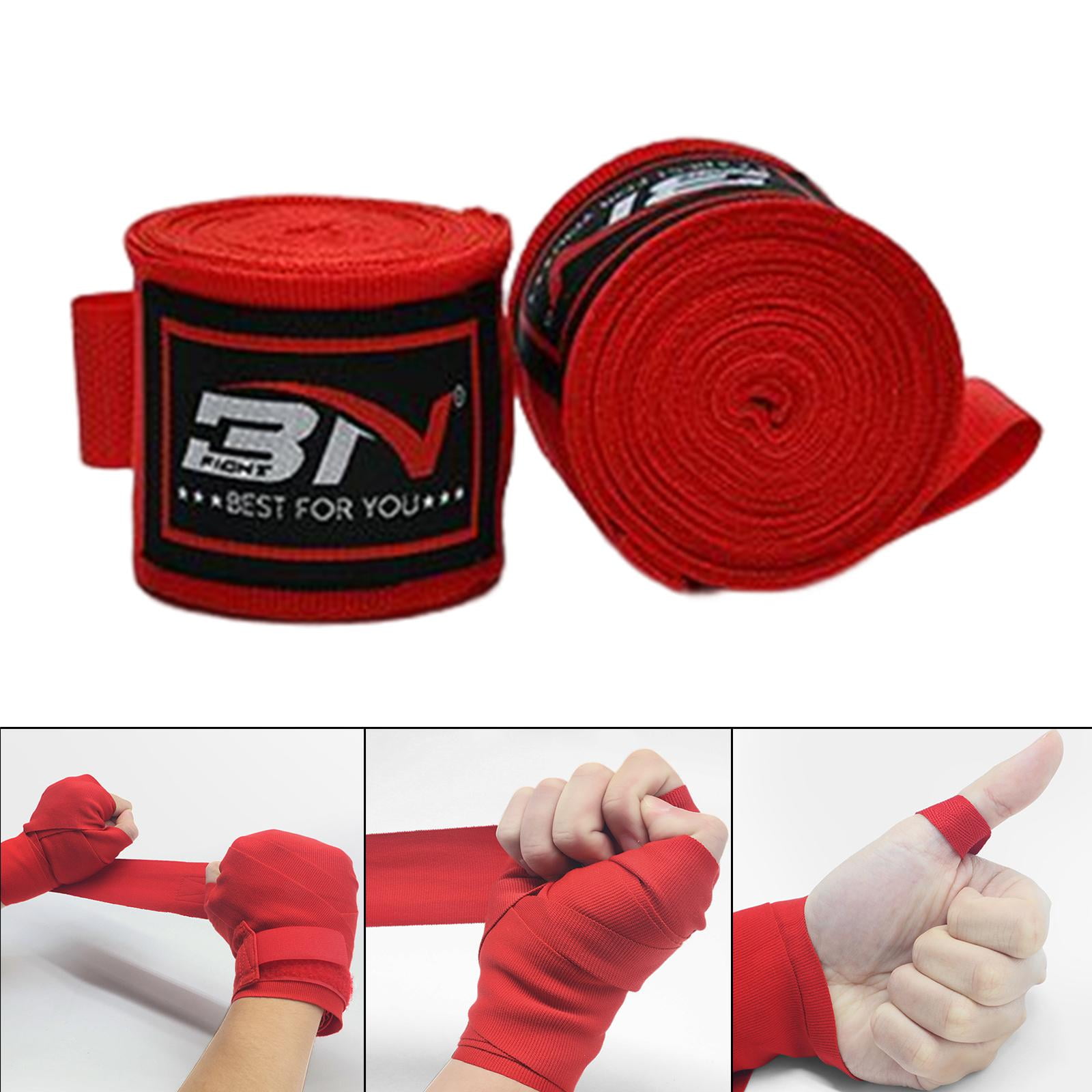 Boxing Hand Wrap Bandages Wrist Support Inner Gloves Sweat Absorbing Wrist Wrap Straps for Muay Thai Kickboxing Fighting Gym Red