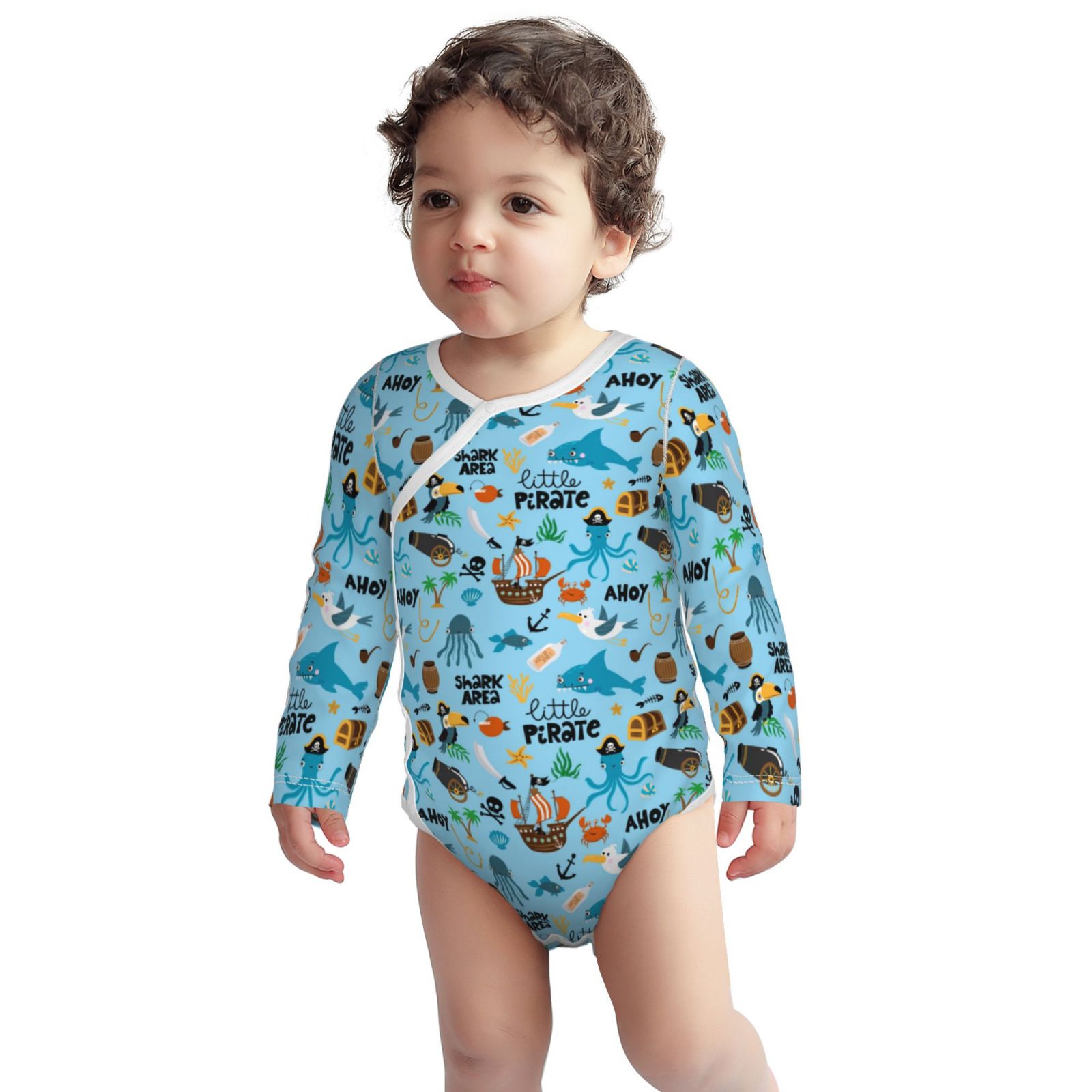 Xecao Animal Pirate Print Baby unisex-baby Cotton Long-sleeve Bodysuits-12 Months