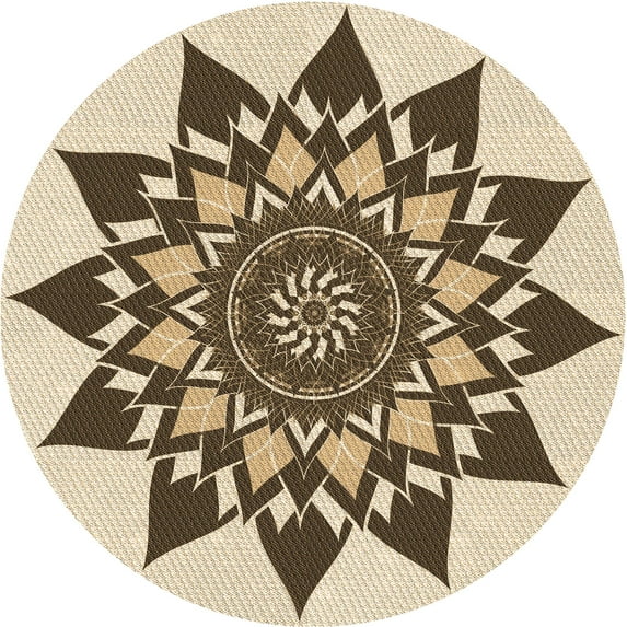 Ahgly Company Machine Washable Indoor Square Transitional Red Brown Area Rugs, 3' Square