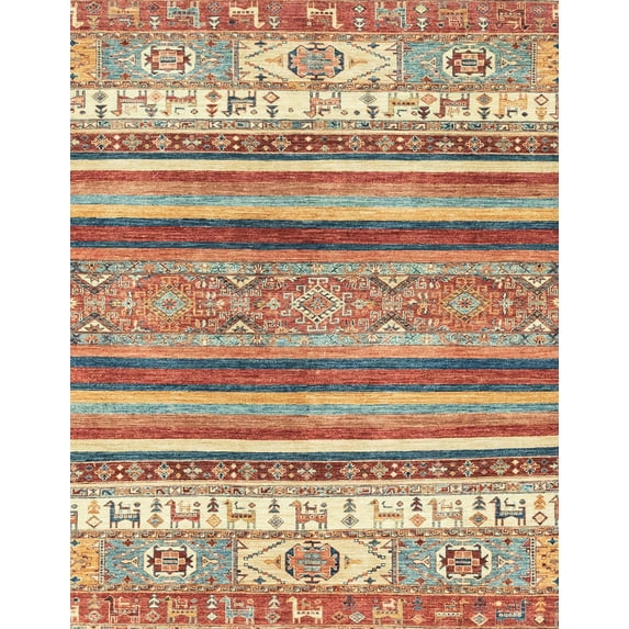 Ahgly Company Indoor Rectangle Abstract Brown Abstract Area Rugs, 7' x 10'