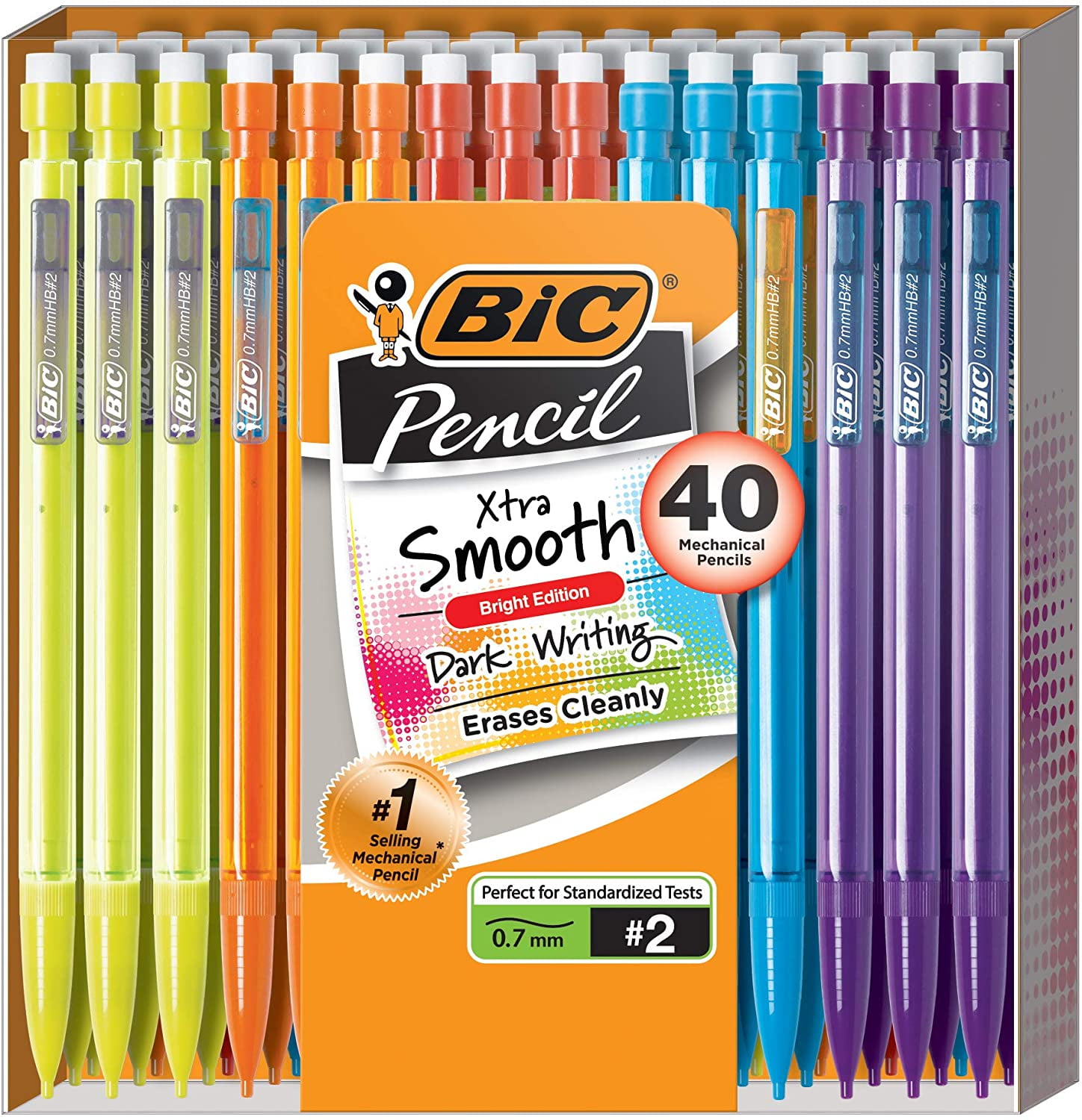 40-Count BIC Mechanical Pencil Xtra Smooth Bright Edition 0.7mm Black 