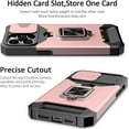 thumbnail image 5 of Jiahe Cover for iPhone 14 Pro Max with Sliding Camera Cover and Card Holder Heavy Duty Protective iPhone 14 Pro Max Case with Ring Magnetic Kickstand Phone Case, Rosegold, 5 of 7