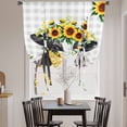 thumbnail image 4 of Tie Up Curtains for Windows Yellow Sunflower Cow Valance Adjustable Balloon Curtain Farm Animal Grey Buffalo Plaid Tie Up Shades for Kitchen Living Room Bedroom Privacy Curtain Drape 34x45 Inch, 4 of 9