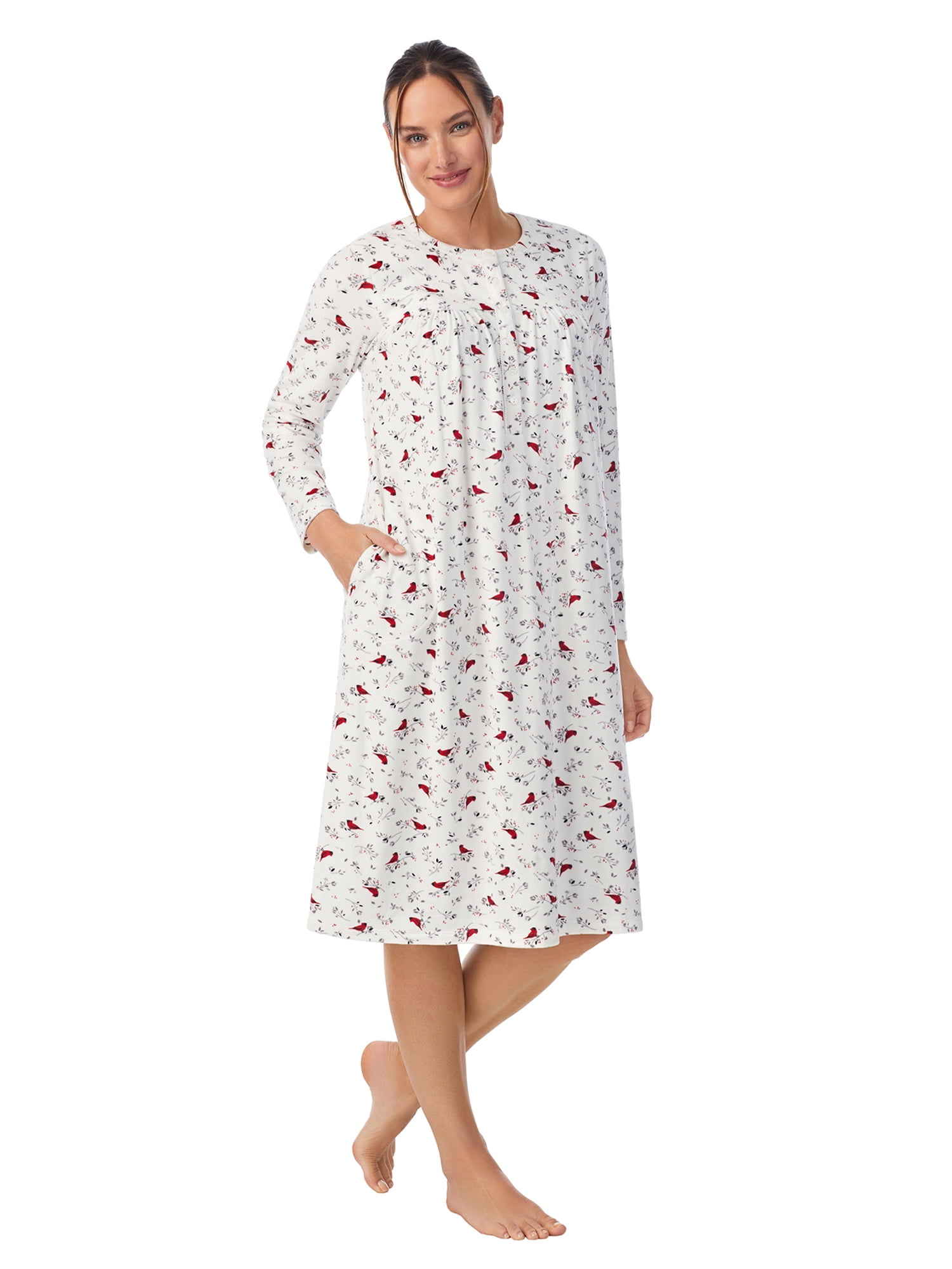 Aria Women's Knit Velour Long Sleeve Ballet Nightgown, Sizes S to 5X