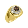 thumbnail image 3 of RYLOS Men's Rings Yellow Gold Plated Silver Designer Gypsy 7MM Round Gemstone & Diamond Ring Smoky Quartz June  Size 11, 3 of 6
