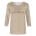 thumbnail image 4 of QIUOMBBP 3/4 Length Sleeve Womens Tops Cute Graphic Print Pullover Sweaters Casual Crew Neck Sweatshirts, Beige, XXL, 4 of 5