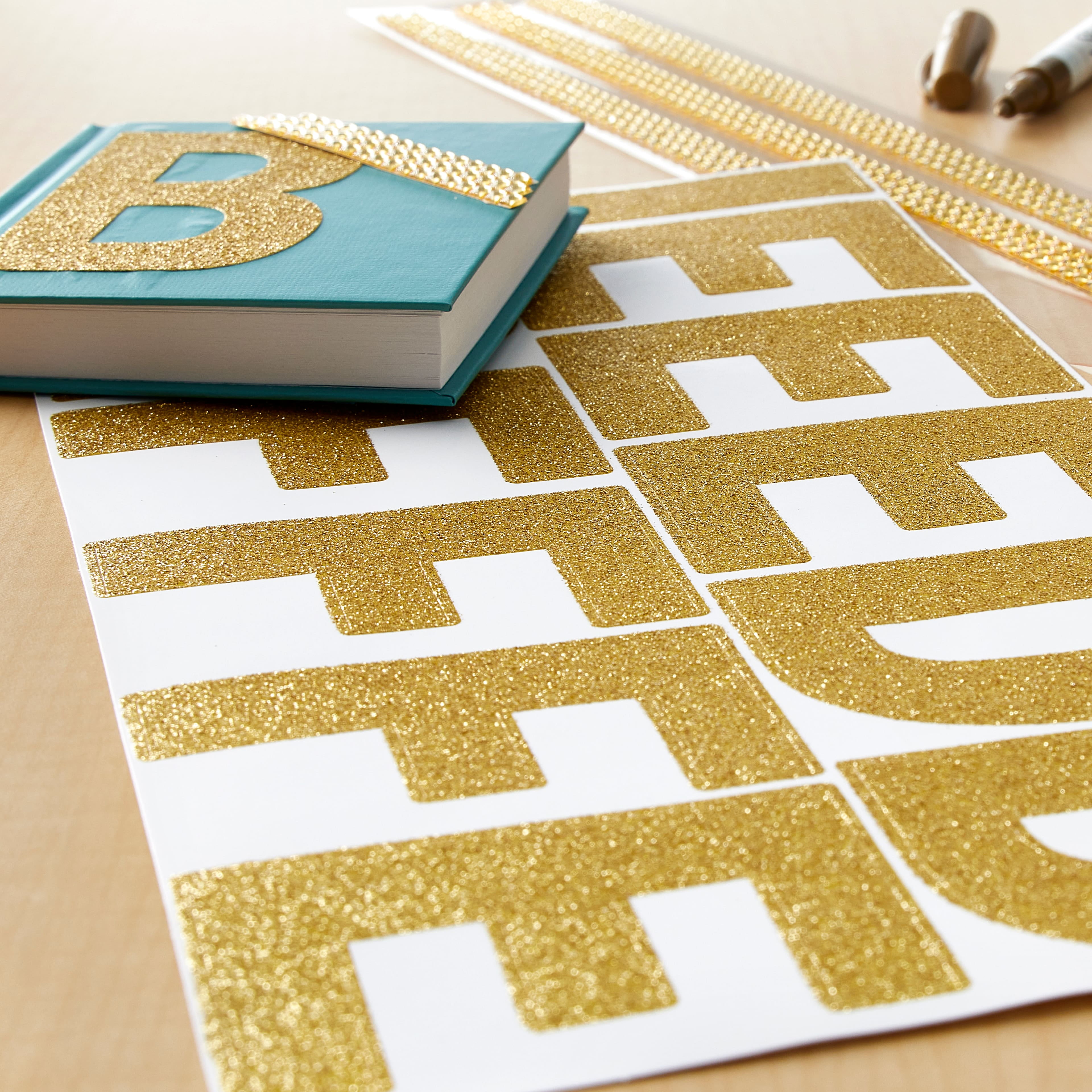 Recollections Gold Glitter Alphabet Stickers, 12 Pack