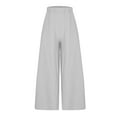 thumbnail image 6 of RQYYD Women's Plus Size Cotton and Linen Wide Leg Pants Loose High Elastic Waisted Long Pants Solid Color Casual Straight Trousers Gray 4XL, 6 of 9