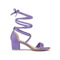 thumbnail image 3 of BLISSFUL STEP Women's Open Toe Lace up Sandals Mid Block Heels Sandals Purple 7, 3 of 7
