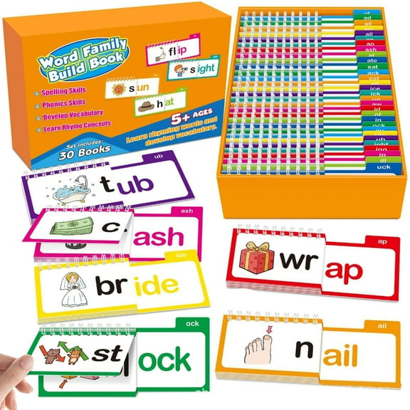 Read and Rhyme Flip Books Letter Sounds Flash Cards Phonics Flash Cards Word Family Flip Books for Kindergarten