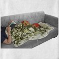 thumbnail image 6 of Bamboo Print Soft Flannel Fleece Throw Blanket, Abstract Branch on Sunset Background Design Bird and Sun Image, Cozy Plush for Indoor and Outdoor Use, 60" x 80", Vermilion and Green, by Ambesonne, 6 of 6